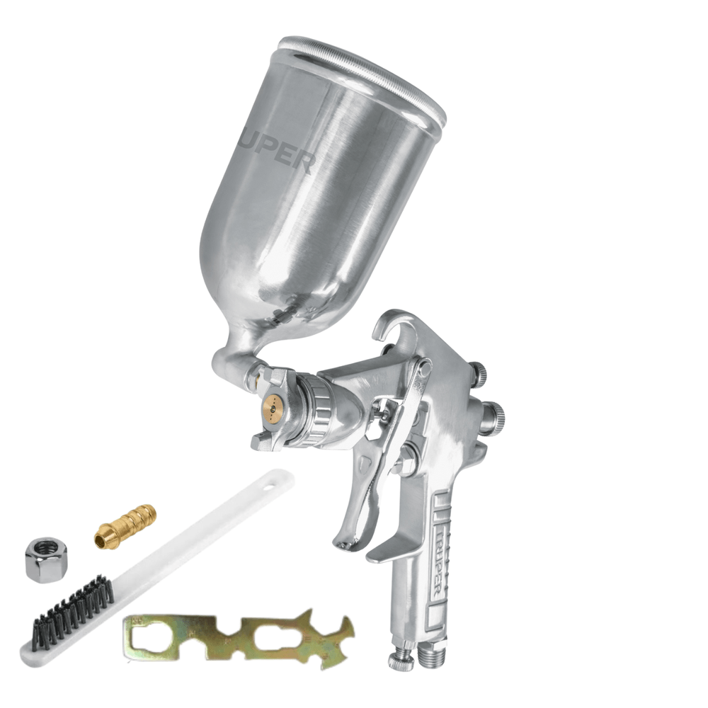 Pistola PARA pintar gravedad LVMP, vaso aluminio, boq 1.4 mm